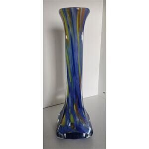 Vase-Shelf Decor-Murano Glass-Blue With Multi Colors-No Tag